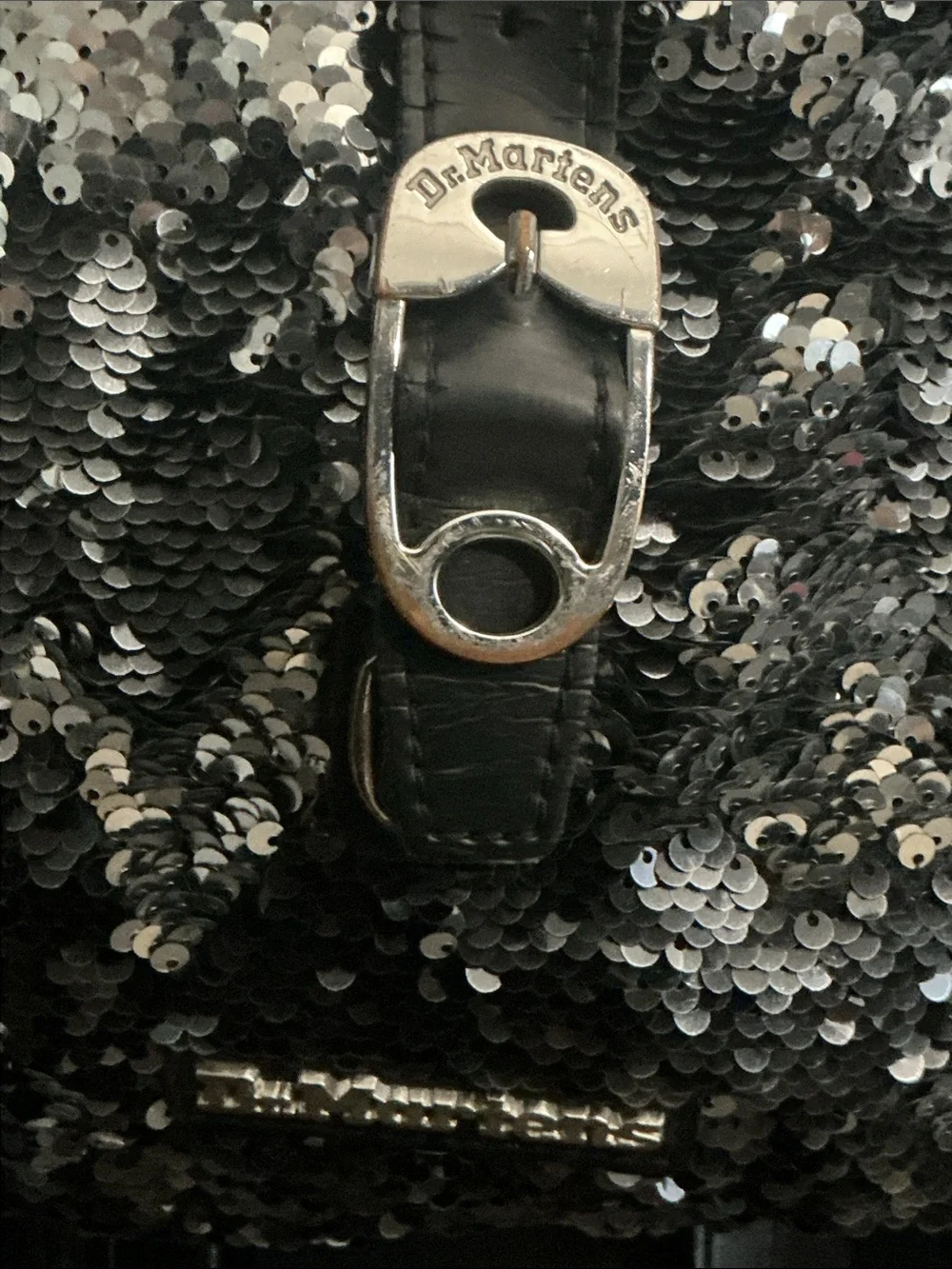 Authentic Dr. Martens designer black & silver Sequin Mini Backpack